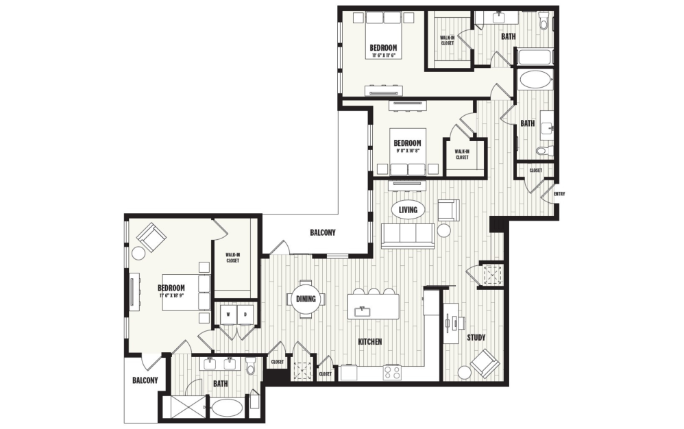 P7ANSI - 3 bedroom floorplan layout with 2.5 bathrooms and 2239 square feet